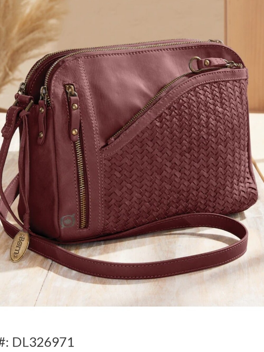 Børn Balino Woven Leather Crossbody Bag Cognac NEW WITHOUT TAGS - Picture 1 of 6